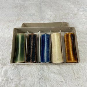 Vintage Ceramic Pottery Knife Rest Set of 5 Multi Color 1950's